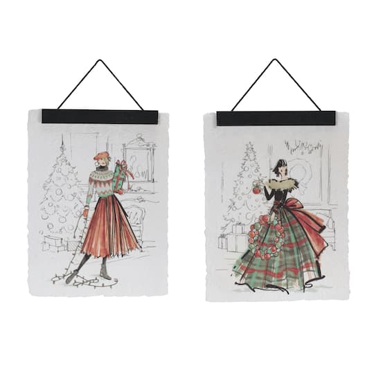 Melrose 12" x 15" Vintage Holiday Fashion Illustration Banner Set